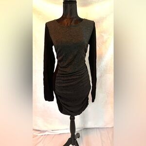 Elegant Grey and Black Long Sleeve Dress